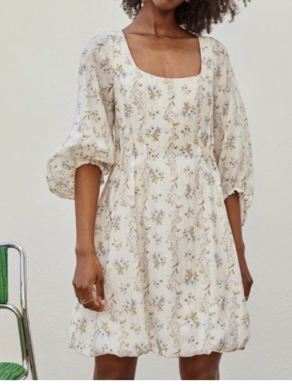 Brock Collection x H&M Boho White Floral Ballon Hem Dress
